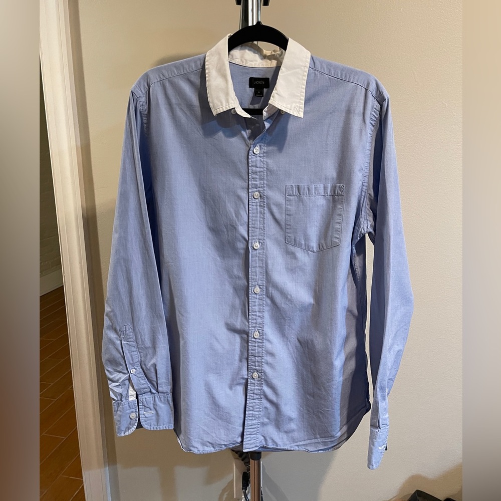 MEN’S J.Crew Blue Button Down Shirt with White Collar